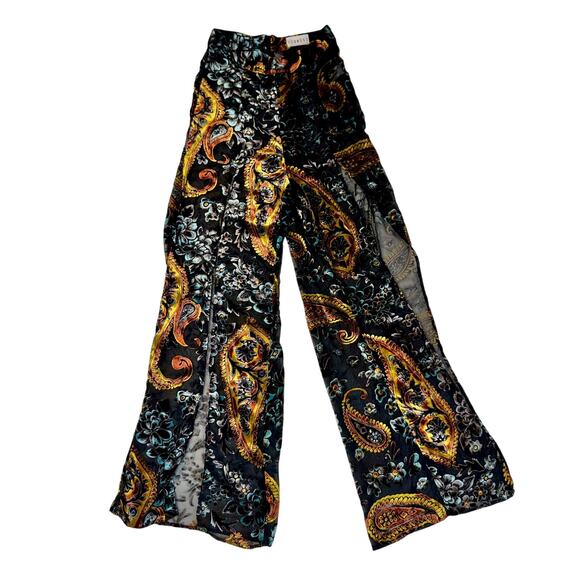 Lioness Pants - Lioness Velvet Burnout Paisley Wide Leg Pants Women's Small Whimsigoth Festival